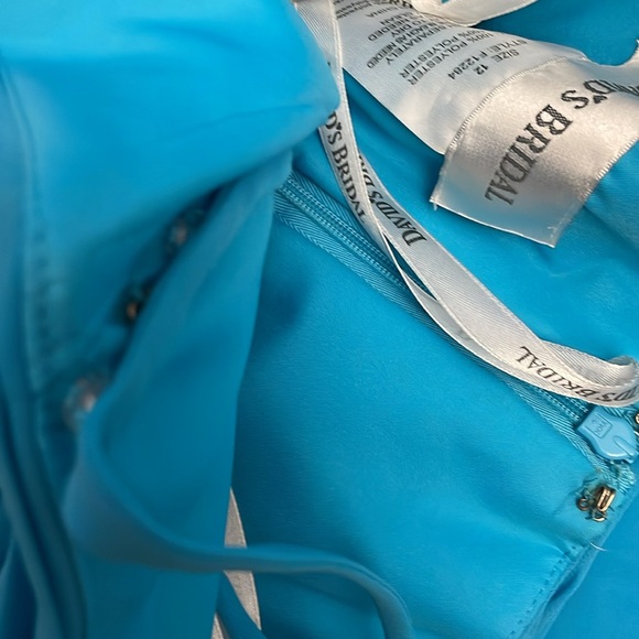 David's Bridal Blue Chiffon Midi Dress w Zip Garment Bag Style: F12284 Size 12 - Picture 13 of 16